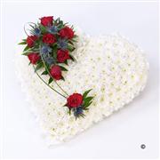 Classic White Heart with Roses