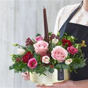Christmas Floral Candle Arrangement